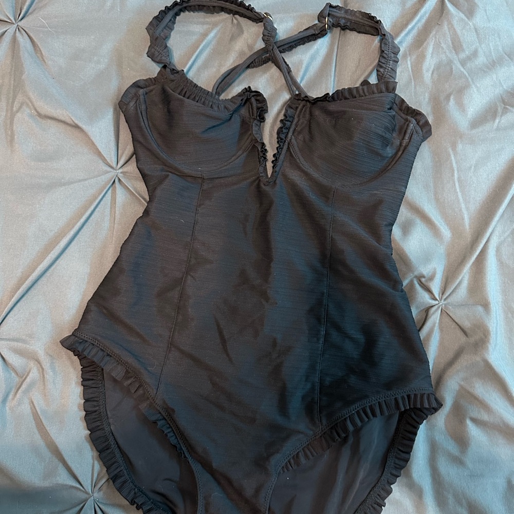 For Love And Lemons Black Ruffle Swimsuit